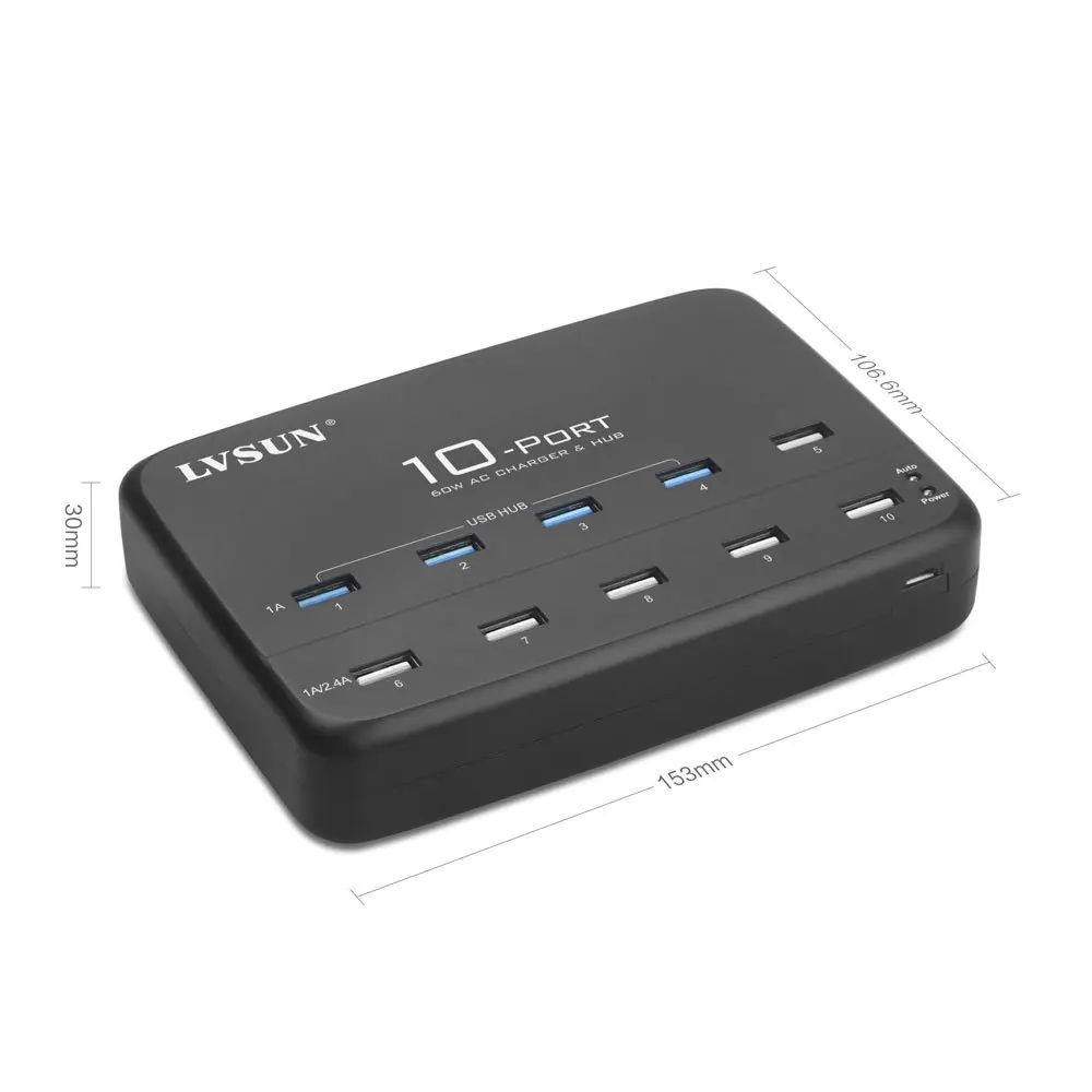 Udoli 10 портов интеллектуальное настольное универсальное USB настенное зарядное
