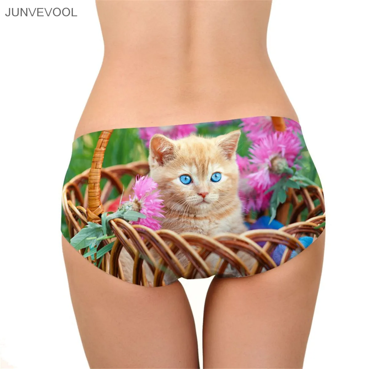 Милый мультфильм женский сексуальный бесшовный трусики 3D трусы кошка печать