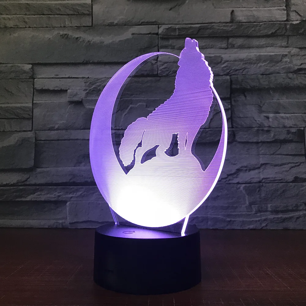 3D светодиодный светильник Wolf Moon новинка ночник Мощность Bank Usb светодиодный Lamparas Беспроводной настенный светильник Usb декор дома подарок 7 цветов изменить