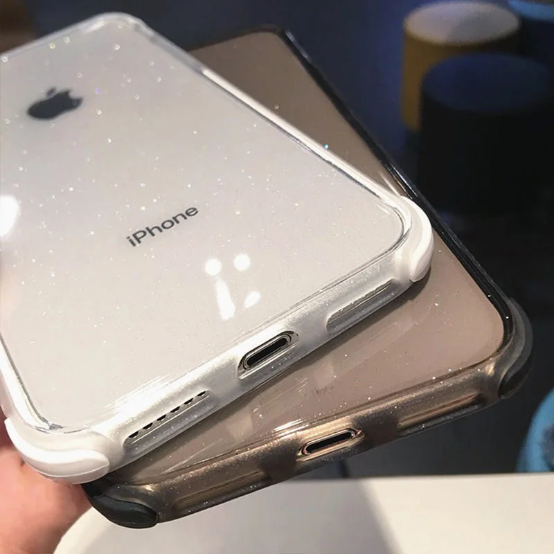 Wansdoms Shockproof Transparent Soft TPU Bling Cover= Plus Case Glitter Powder Phone For iPhone XS Max X |