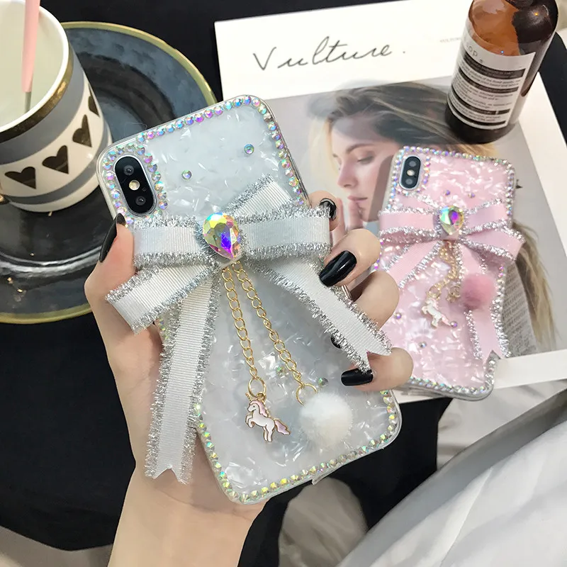 Тесьма со стразами и бантом Модный чехол для samsung S10 S10Plus S10E S9 plus S8 Plus S7 Note 8 9 J7 Prime Stone Telefon Kilifi Funda