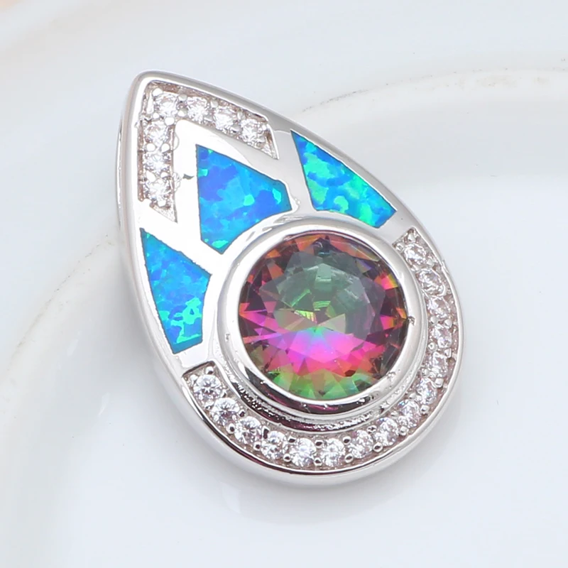 Высокое качество Многоцветный Циркон Синий огненный опал Мода серебряные