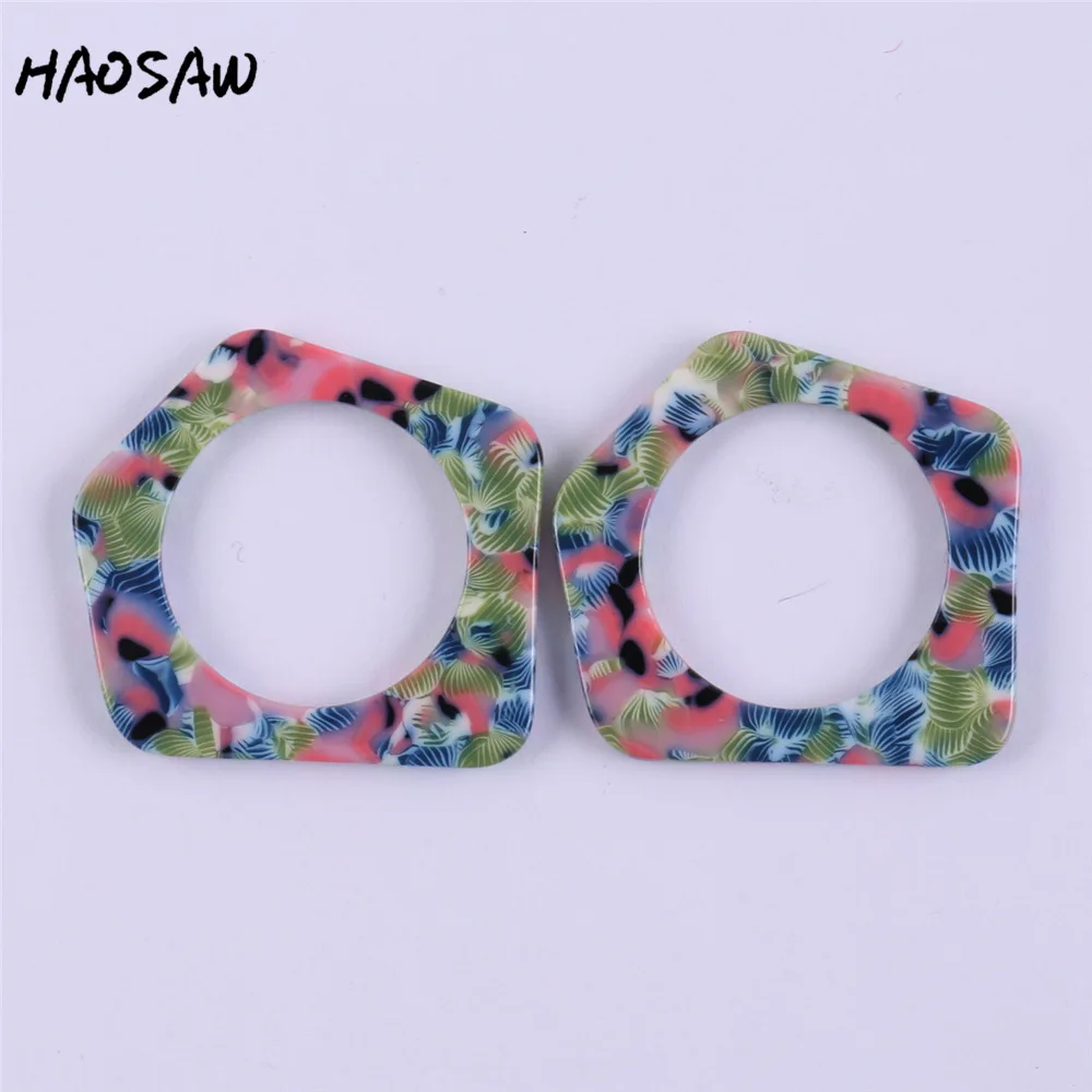 HAOSAW 34*36MM 4Pcs/Lot Spring Color Irregular Acetic Acid Parts/Jewelry Findings/Earrings Accessories/Handmade Making | Украшения и