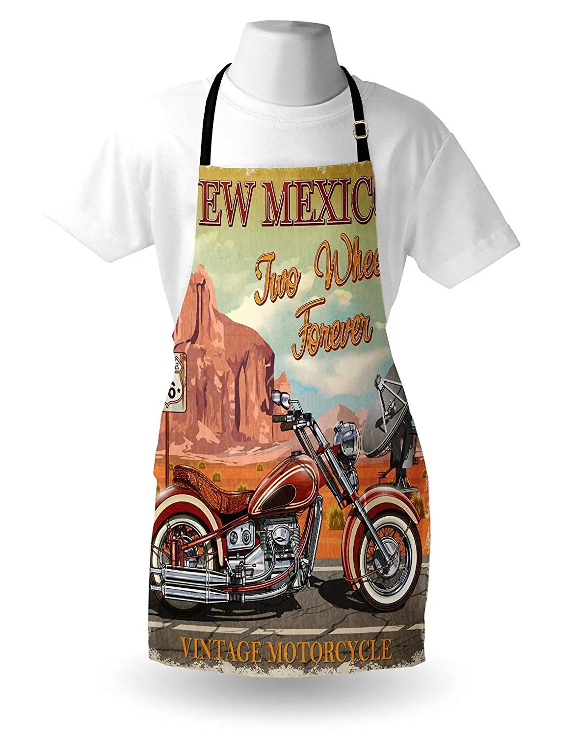 Route 66 фартук новинка каллиграфия в Мексике с винтажным мотоциклом на старинном