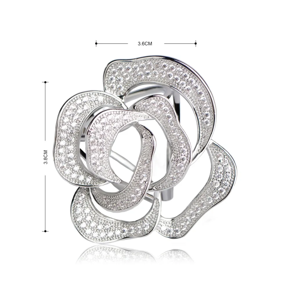 Funmor высококачественные Броши с большим цветком для женщин микроинкрустация