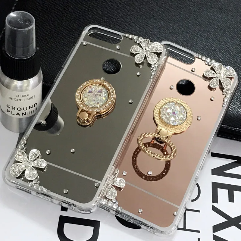 P Smart Plus Bling чехол с зеркальным кольцом для Huawei honor 7a pro 7C 8X 8C Mate 20 lite 10 P20 Y5 Y6 Y7 Prime 2018 Y9