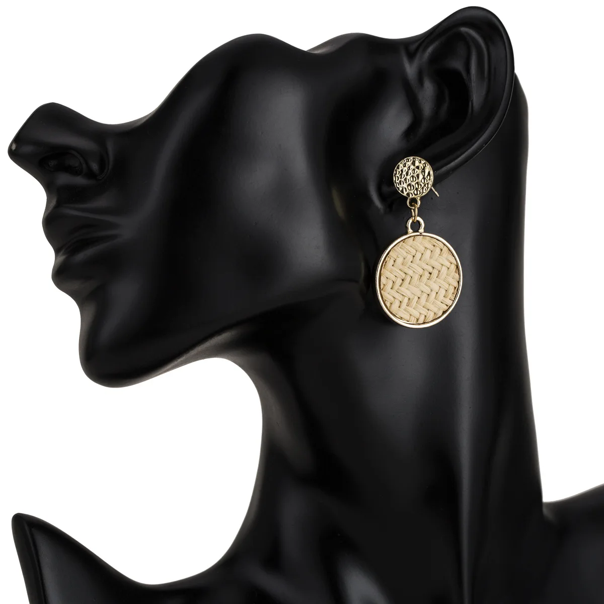 Эран Мода Гео Круглый Круг ротанга оплетка серьги &quotСОЛОМА&quot|Серьги-гвоздики| |