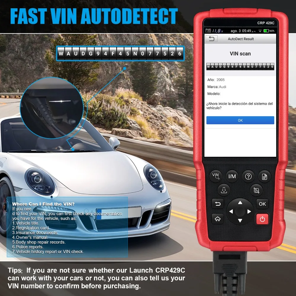 Launch X431 CRP429C OBD2 ENG ABS SRS диагностический инструмент Автоматический считыватель