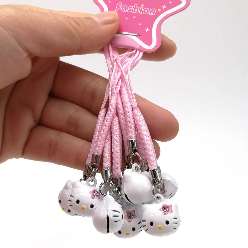 Kitty 100 шт Pikchu Stitch Scrump Jack mickey minnie Marie Doraemon лягушка Медвежонок для мобильного телефона на ремешке колокольчики Цифры Розничная - Цвет: Kitty