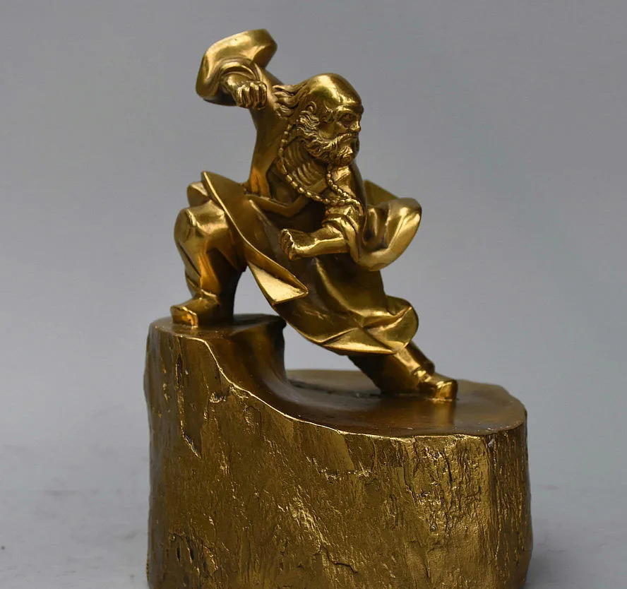 7 китайский буддийский латунный воин монахи Arhat Damo Bodhidharma Dharma статуя Будды|Статуи