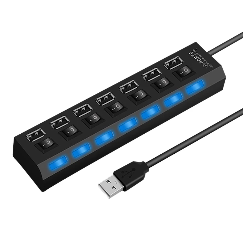 Высокоскоростной usb-разветвитель OUSU 5G 4 7 портов мини-usb-концентратор с несколькими портами 3,0 переключатель hab usb-концентратор с адаптером питания компьютерные ПК Аксессуары - Цвет: 7 Ports USB2.0 black