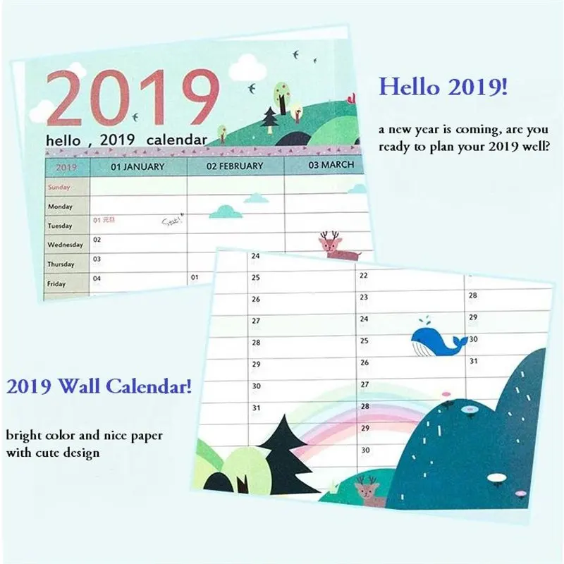 Coloffice 5 шт. 2019 365 дней график креативные Удобные бумажные настенные календари