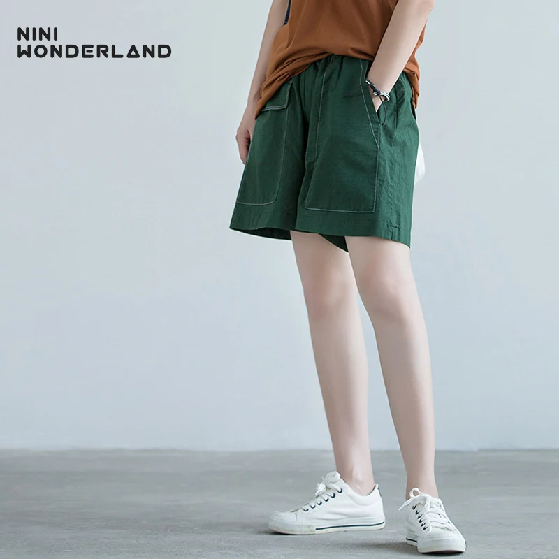 NINI WONDERLAND/Лидер продаж Летние повседневные шорты для женщин свободные с карманом