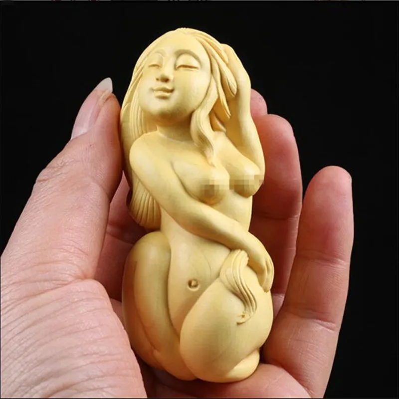 WSHYUFEI Boxwood резьба по дереву ручная ремесло дерево креативная женщина|Статуи и