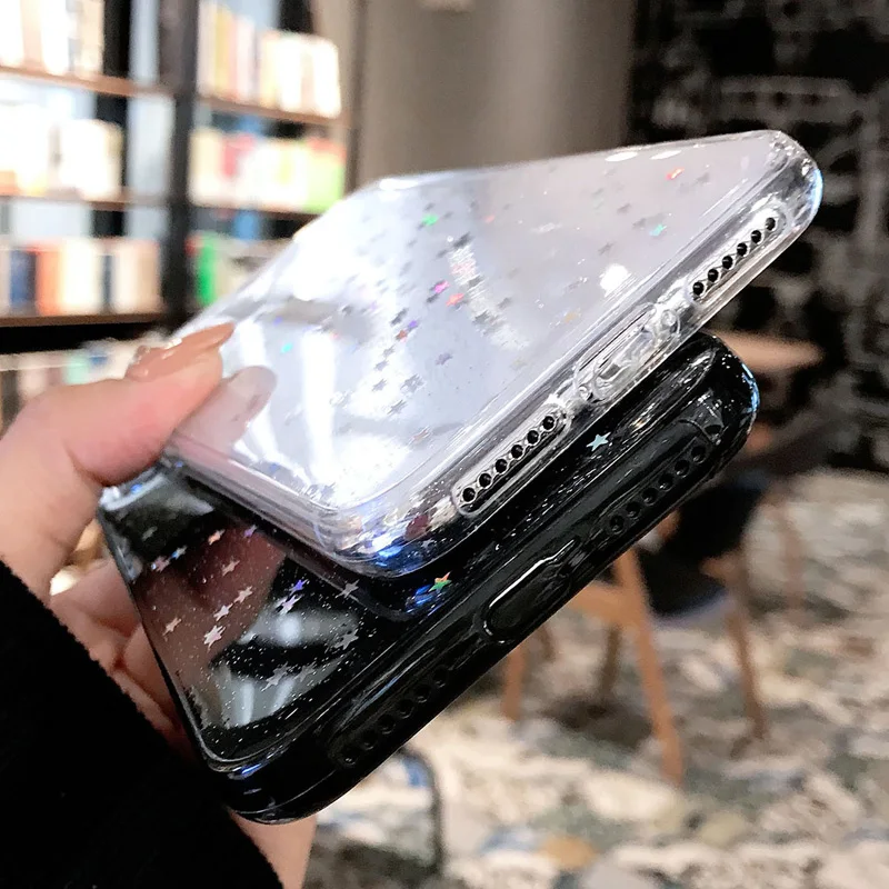 Красный чехол mi note 7 роскошный блестящий прозрачный со звездами для Xiaomi 9 8 lite note7 pro