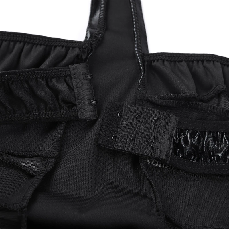 Женское нижнее белье из искусственной кожи Wetlook боди с бретельками на шее