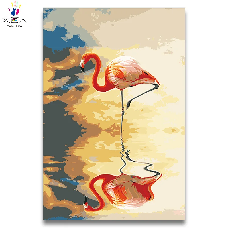 Фламинго изображает картины масляной живописи рисовать окраски по номерам с