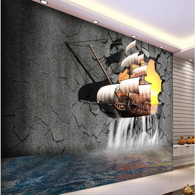 

beibehang Customize any size mural wallpaper 3D Sailing Living Room Sofa Bedroom TV backdrop papel de parede wallpaper