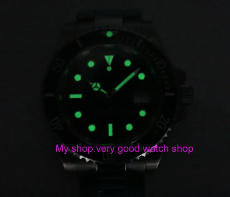 40 мм стеклянный черный керамический Безель автоматическая подсветка