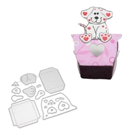 children 3d candy box cutting dies for scrapbooking cute dog metal cut dies stencil template mould gift box for holiday