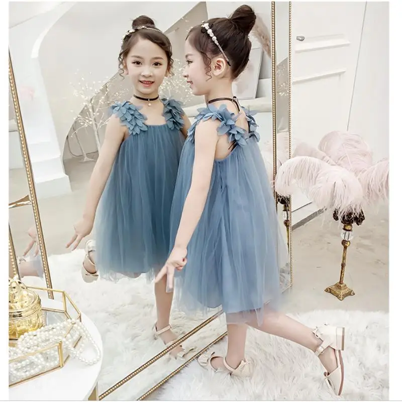 Платье для маленьких девочек Новинка лета 2022 элегантные сетчатые Детские платья