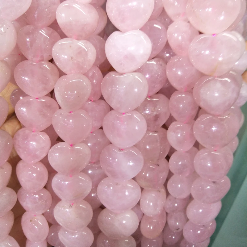 Hot Sale Heart Shape Natural Pink Crystal Stone Beads Fashion Charm Jewelry Making Bead DIY Loose Quartz Strand 16'' | Украшения и