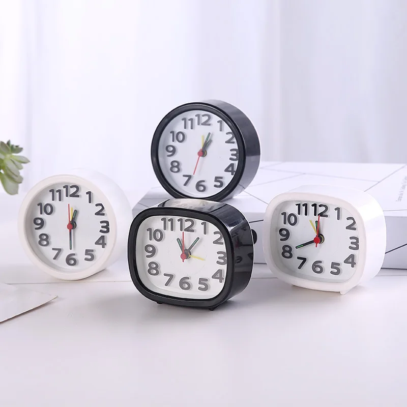 

Creative Candy Color Square / Round Small Alarm Clock Bedroom Bedside Clock Office Electronic Clock Student Children's Gift 3