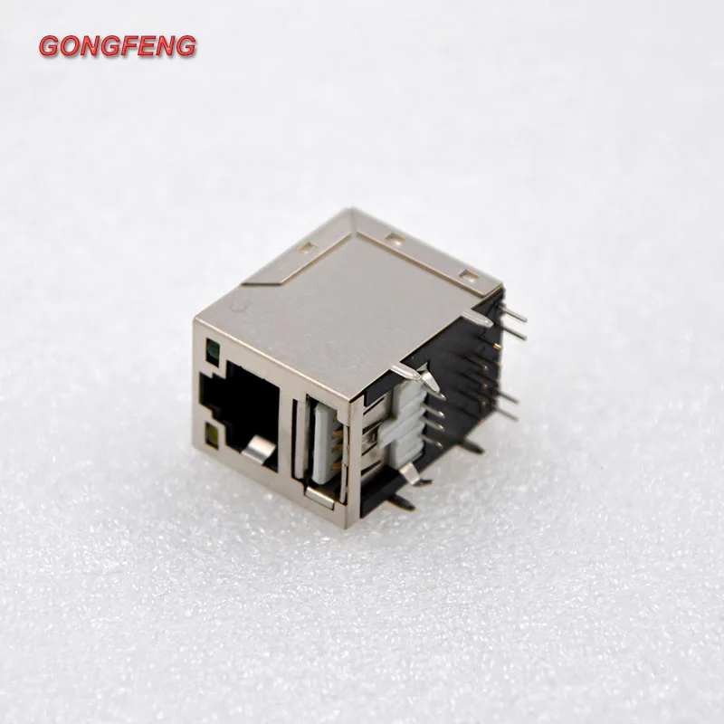 GONGFENG 10 шт. новый сетевой разъем RJ45 + однослойный USB светодиодный светодиодной
