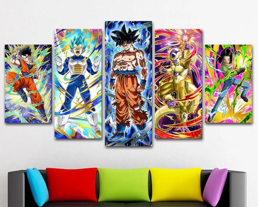 Dragon ball качественная печать на холсте 5 шт. Холст Искусство Вегета Жемчуг дракона z Супер картина Saiyan Goku и Вегета плакат Жемчуг дракона