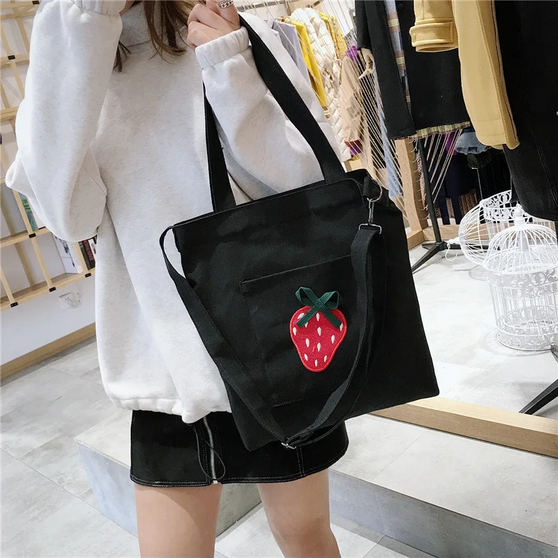 Korean Women Yellow Shoulder Bag Shopping Style Top Handle teen girl Large Cute Strawberry Handbag Crossbody Messenger Tote Bags | Багаж и