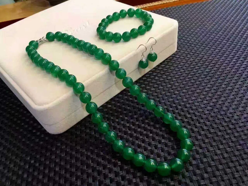 

Wonderful Fine jewelry Fashion Accessories hand made Green Agate Necklace Bracelet ring for ladies wedding