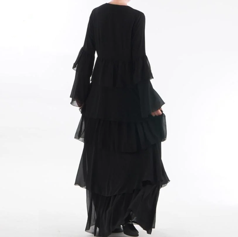 Мусульманская яркая abaya для взрослых Арабская каскадная Абая с оборками