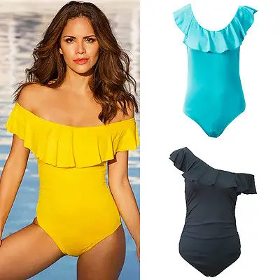 Женский купальник цельное бикини бандо пуш ап Мягкий пляжный сплошной цвет с