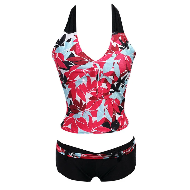 Женский купальник Танкини размера плюс винтажный цветочный с пуш ап и высокой