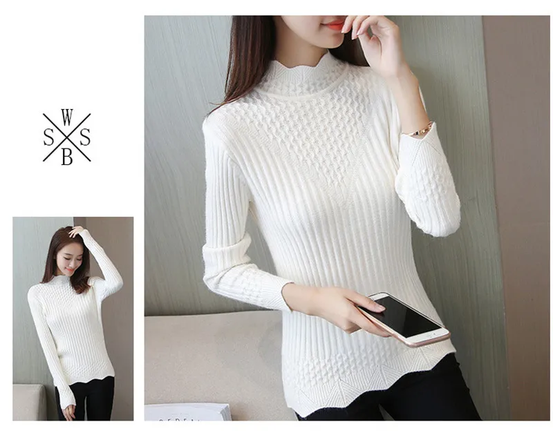 Свитер женский трикотажный из полиэстера с оборками и длинным рукавом | Женская