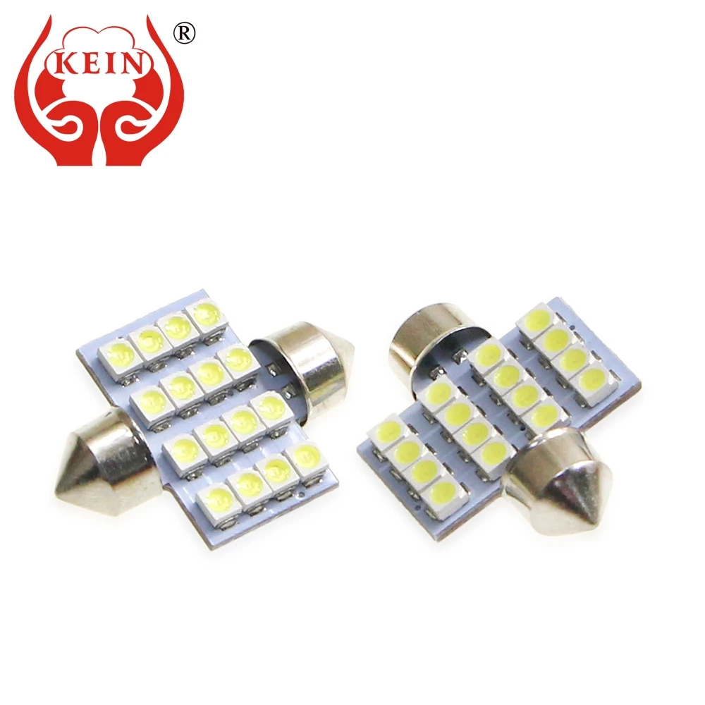 KEIN 100 шт. 16smd C5W C10W светодиодная гирлянда SV8.5 автомобильный светильник 1210 3825