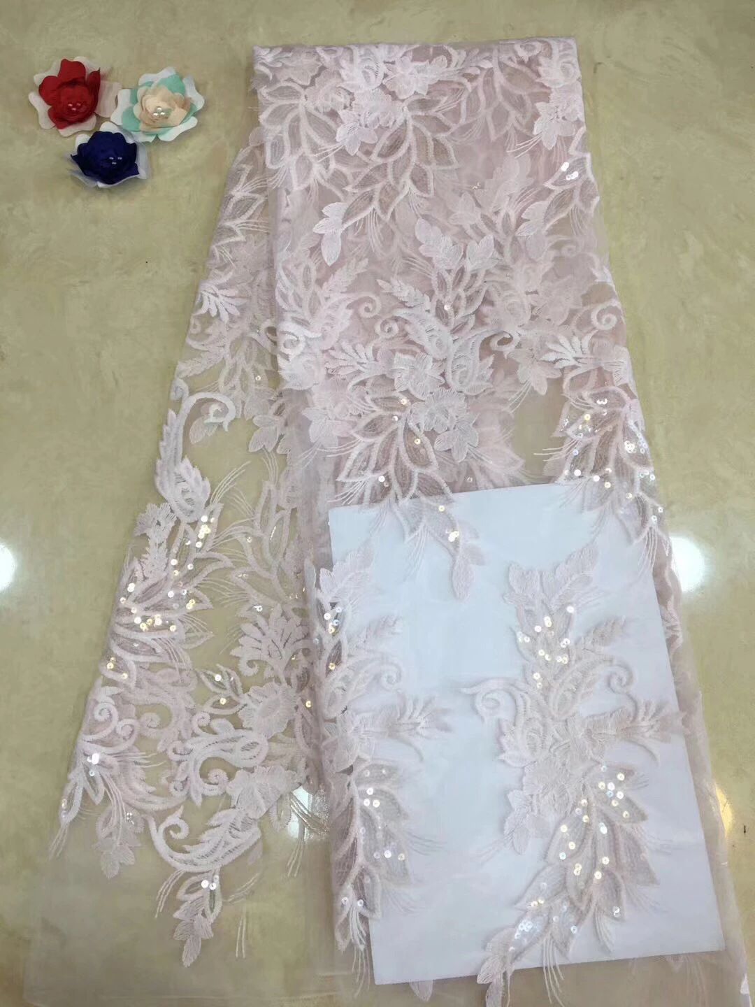 Коричневый ручной Шипованный нигерийский кружево африканская кружевная ткань