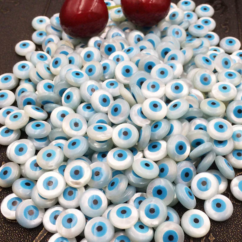 

10Pcs/Pack 6/8/10/12mm Evil Eye Natural Shell Beads Accessories Jewelry Findings Pearl Bay Eyes Beads For Charm Jewelry Making