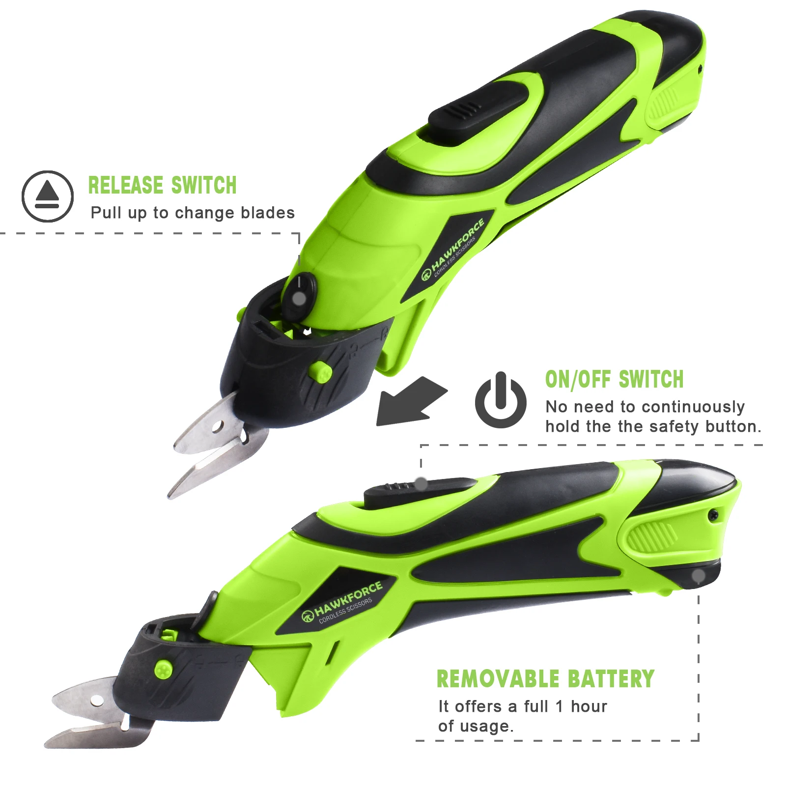 4V Electric Scissors for Fabric High Efficiency Cloth Sewing Scissor with 2 Rechargeable Batteries Cordless Shears Cutting Tool |