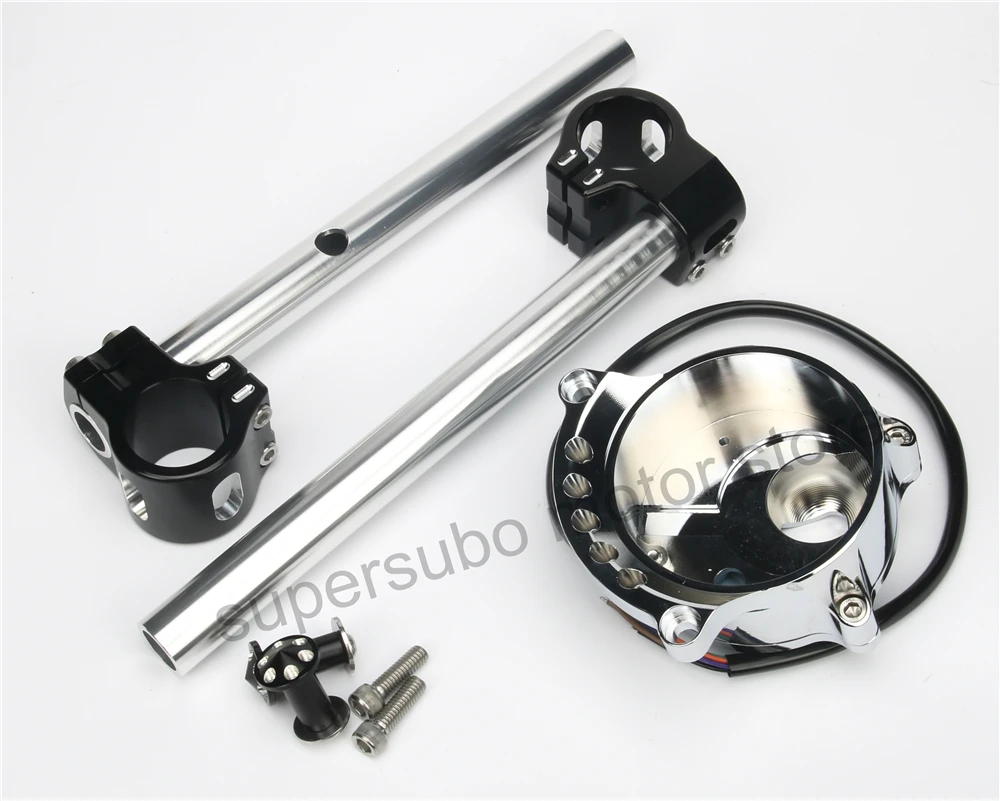 Мотоциклетный хромированный манометр для кафе + зажим крепления фары Harley Sportster IRON