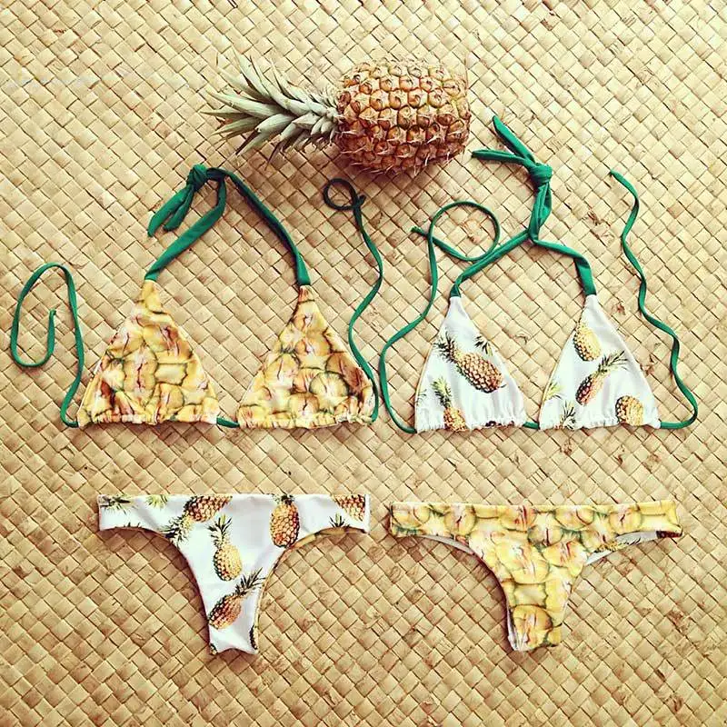 Pacent желтый бикини с ананасами Наборы женский купальник фруктами летний