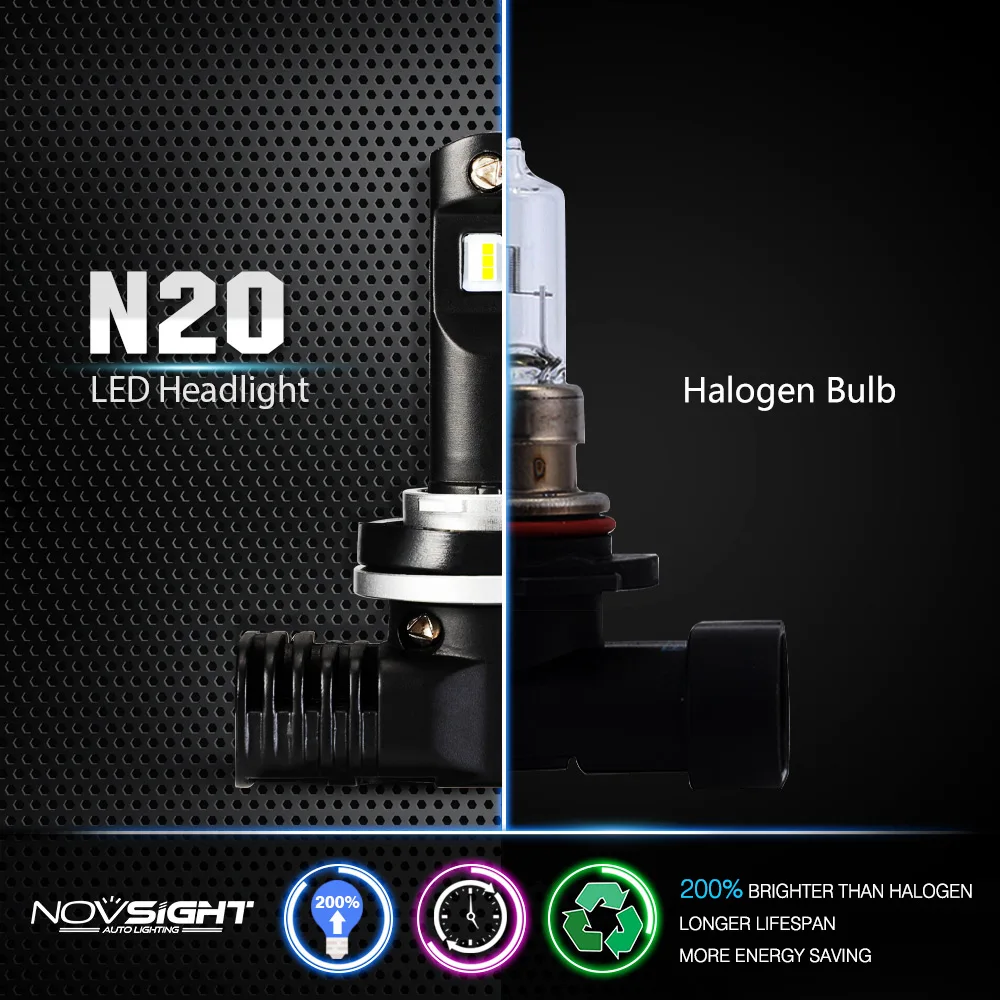 Миниатюрных светодиодных ламп фар головного света NOVSIGHT, H11, H4, H7,мощность 50 Вт, световой поток 10000 лм,температурой 6500K