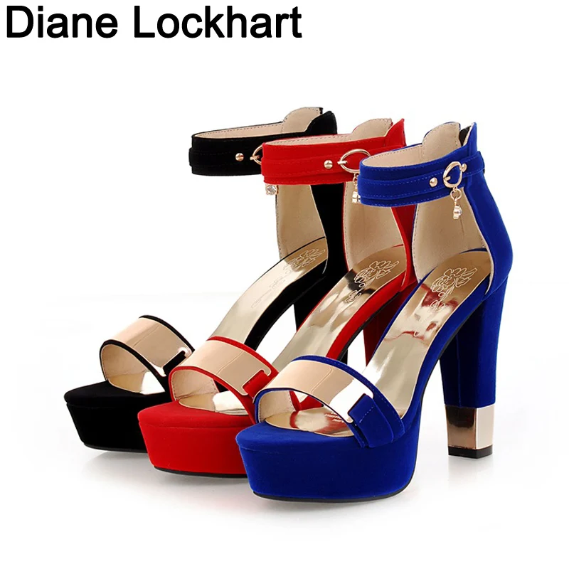 

New Summer Platform Sandals Women summer ladies sapatos Thick Heels sandalias femme Suede Fashion chaussure zapatos mujer 33-45
