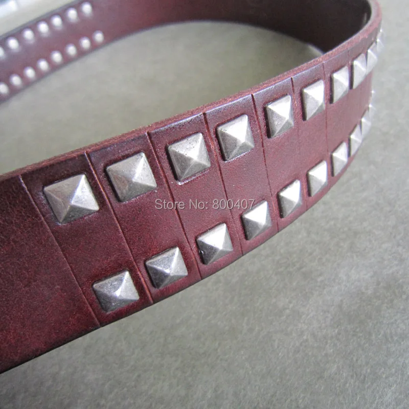 Опт и розница с шипами в стиле панк рок эмо коричневый настоящий кожаный ремень