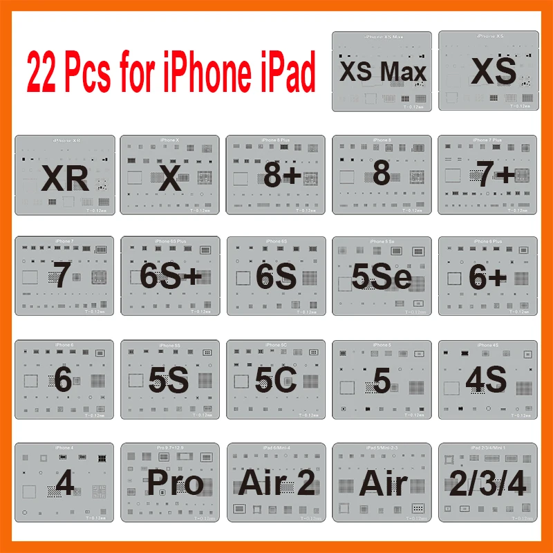 Набор трафаретов BGA для iphone XS Max XR X 8 7 6s 6 plus SE iPad 22 шт./лот|Сварочные флюсы| |