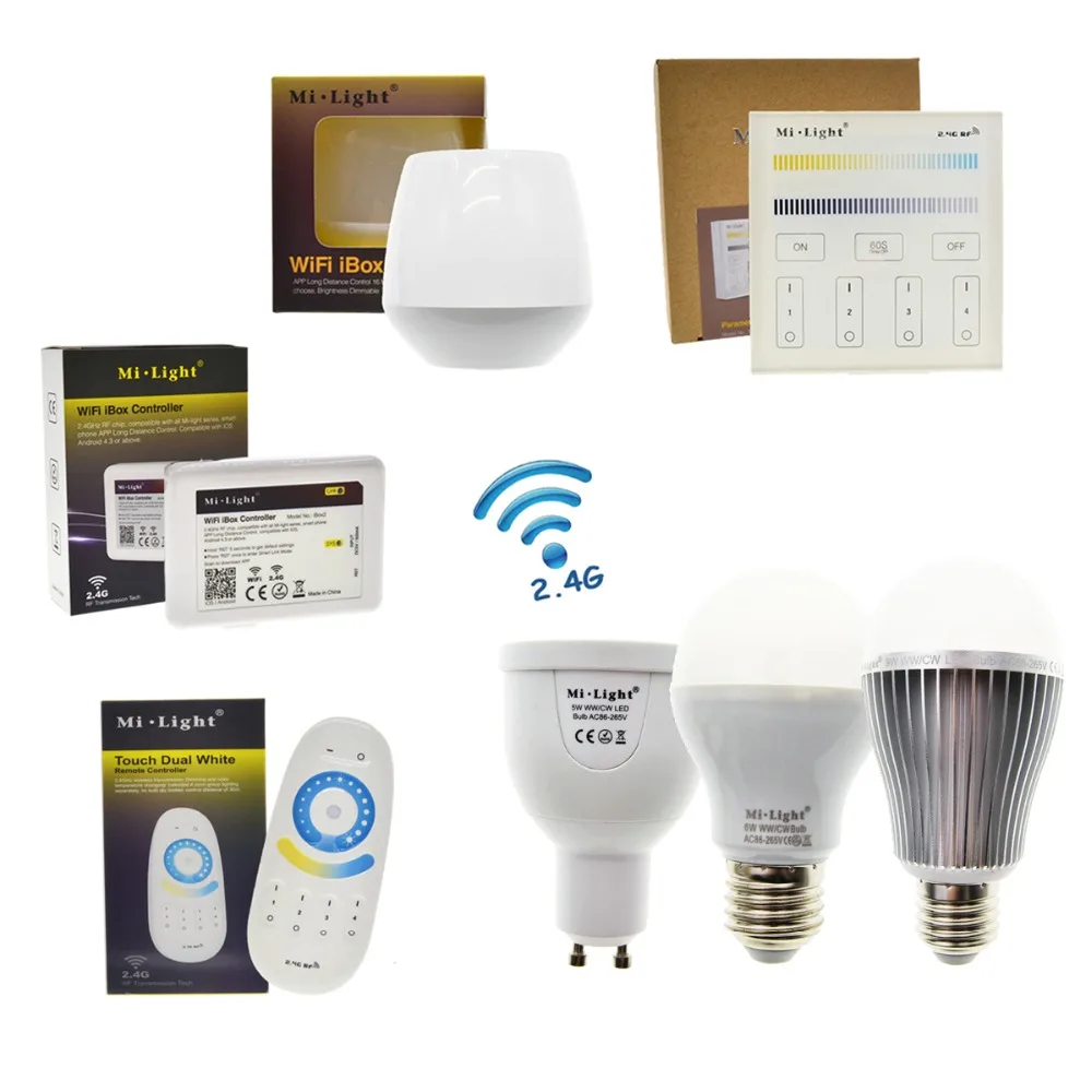 Светодиодная лампа Mi Light GU10 5 Вт E27 6 9 цветовая температура и яркость с