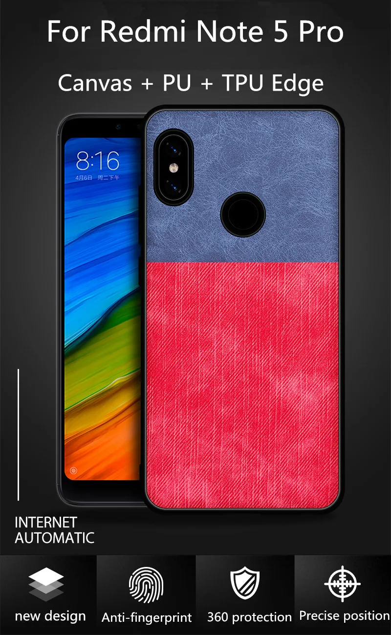 Чехол для Xiaomi Redmi Note 5, роскошный чехол из парусины из искусственной кожи+ Мягкий силиконовый чехол для телефона из ТПУ с краями для Xiaomi Redmi Note 5 Pro