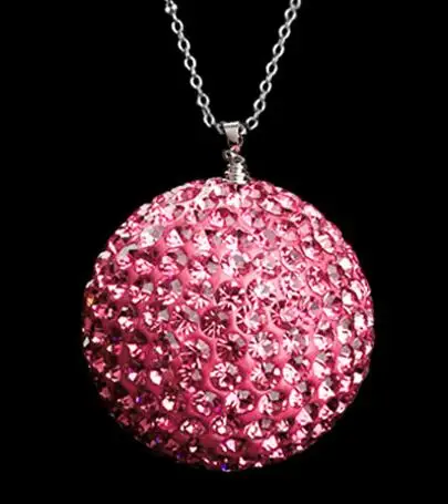 1 х Автомобильное зеркало заднего вида Шарм Кристалл Bling шариковый висячий орнамент Стразы Декор интерьера хрустальный шар счастливый кулон - Название цвета: Розовый