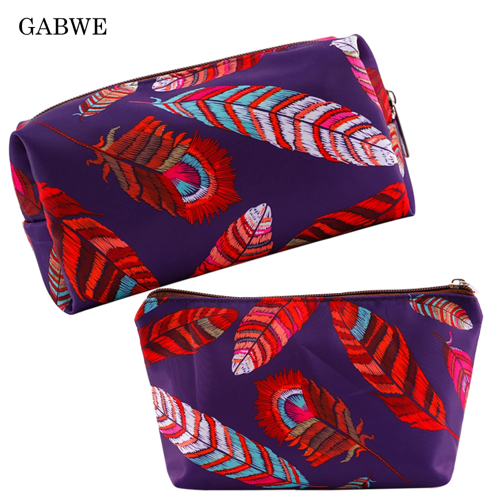 

GABWE Colorful Feather Polyester Cosmetic Bags for Women Fashion Makeup Pouch Organizer Storage Toiletry Bags Neceser Maquillaje