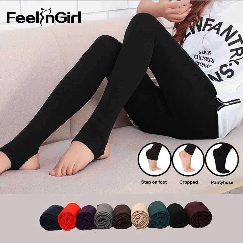 Feelingirl модные повседневные Теплые Зимние Женские легинсы из искусственного